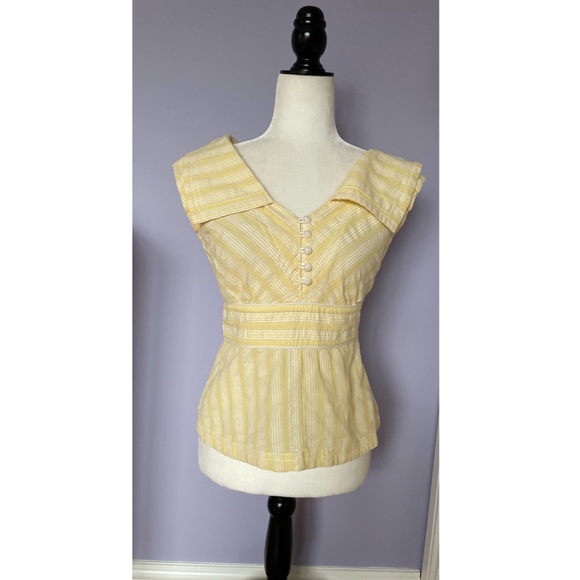 Anthropologie *Rare* Floreat Meridian Yellow Striped Top
. - Picture 7 of 7
